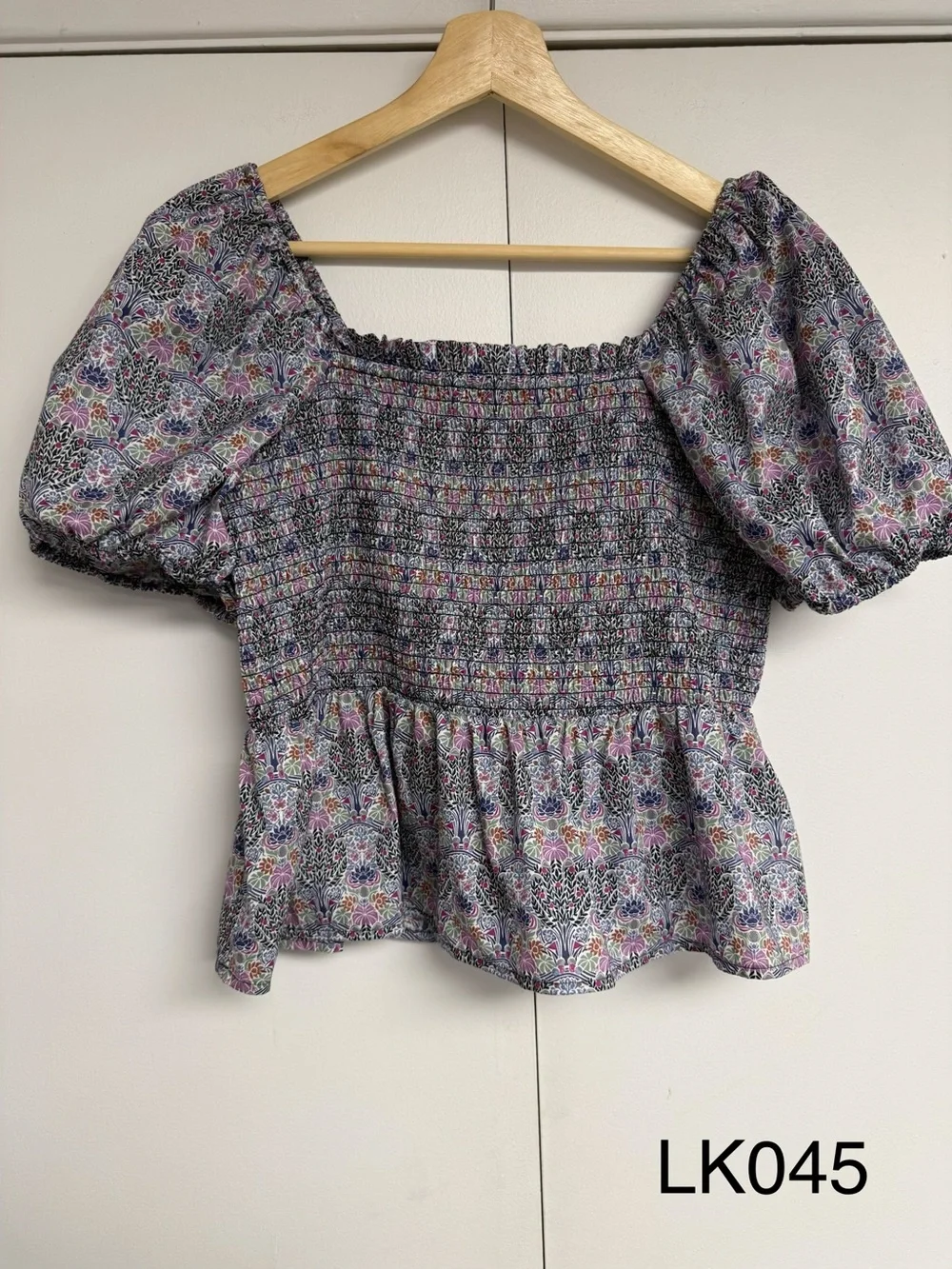 NWT J.Crew Liberty Club Nouveau Smocked Puff Sleeve Peplum Top XL